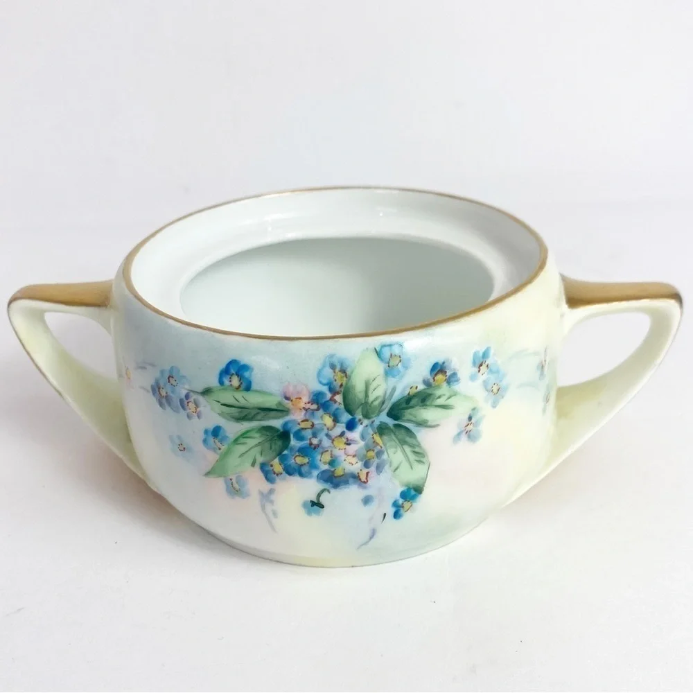 Vintage Rosenthal Bavaria Donatello Sugar Bowl with Lid and Creamer Set Gold Rim